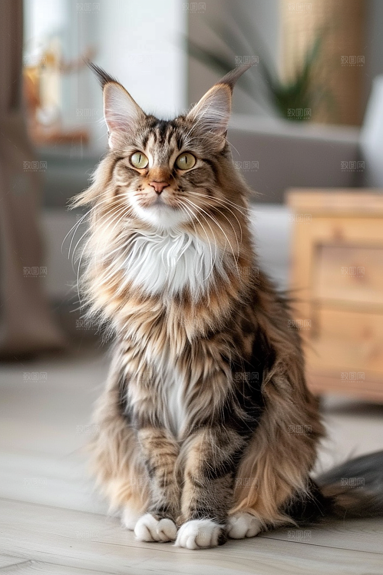缅因猫可爱高清摄影图