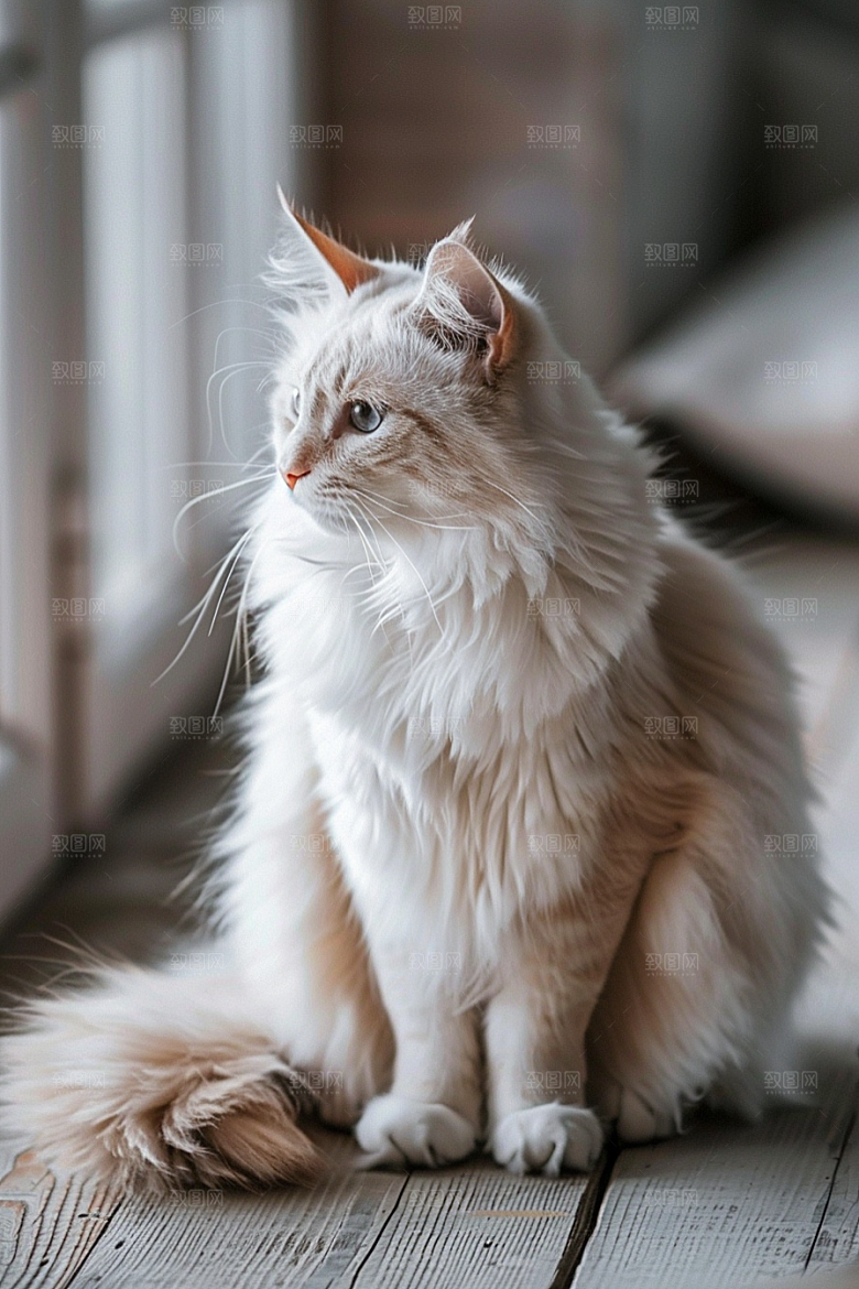 缅因猫毛茸茸宠物猫摄影图