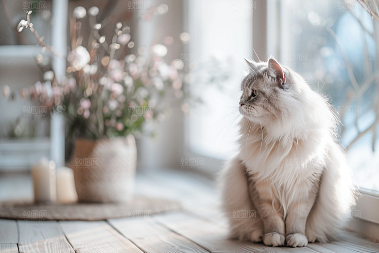 缅因猫小动物宠物猫摄影图