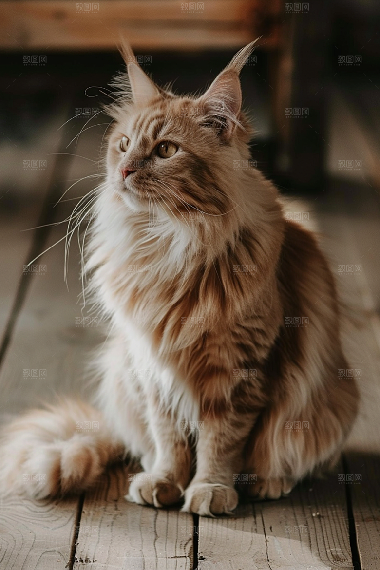 缅因猫可爱品种猫摄影图