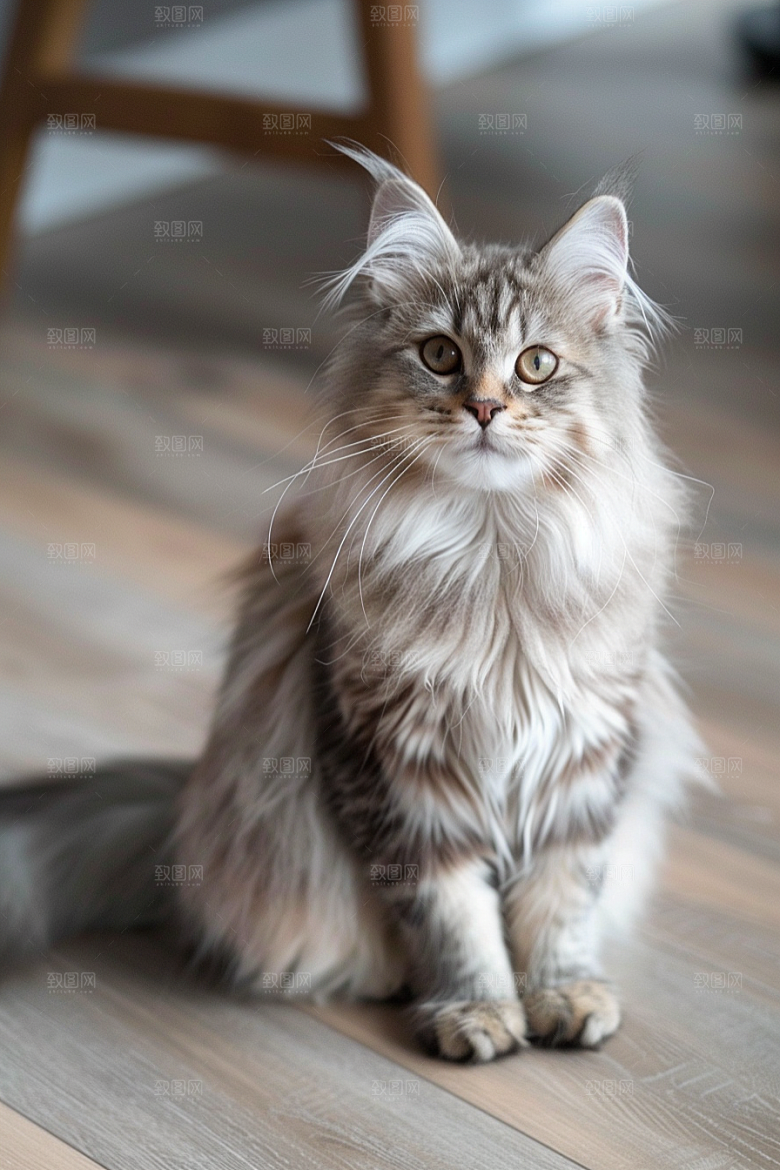 缅因猫品种猫陪伴摄影图