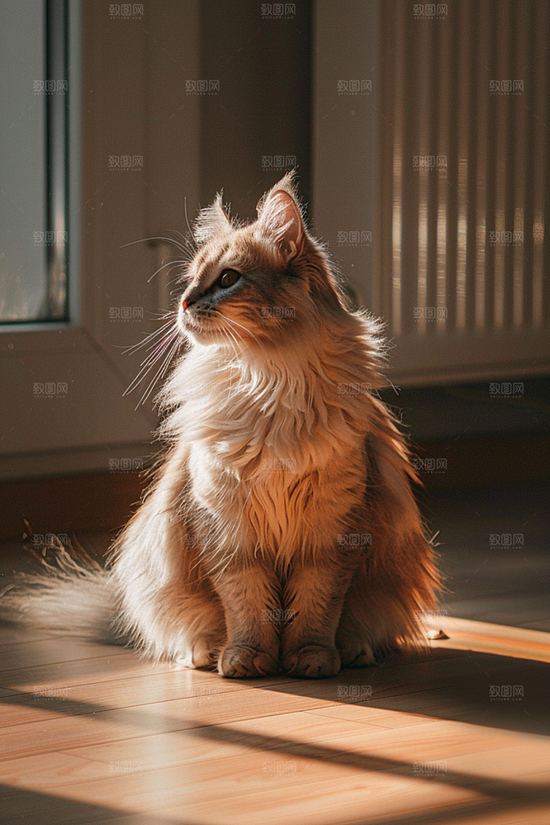 缅因猫毛茸茸养宠摄影图