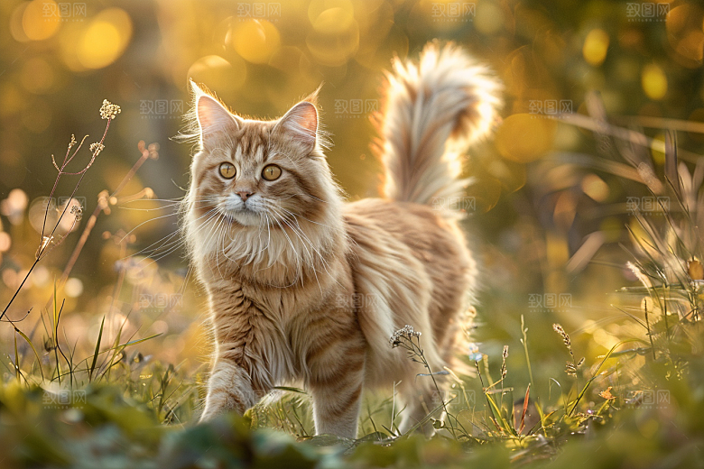 缅因猫毛茸茸长毛猫摄影图
