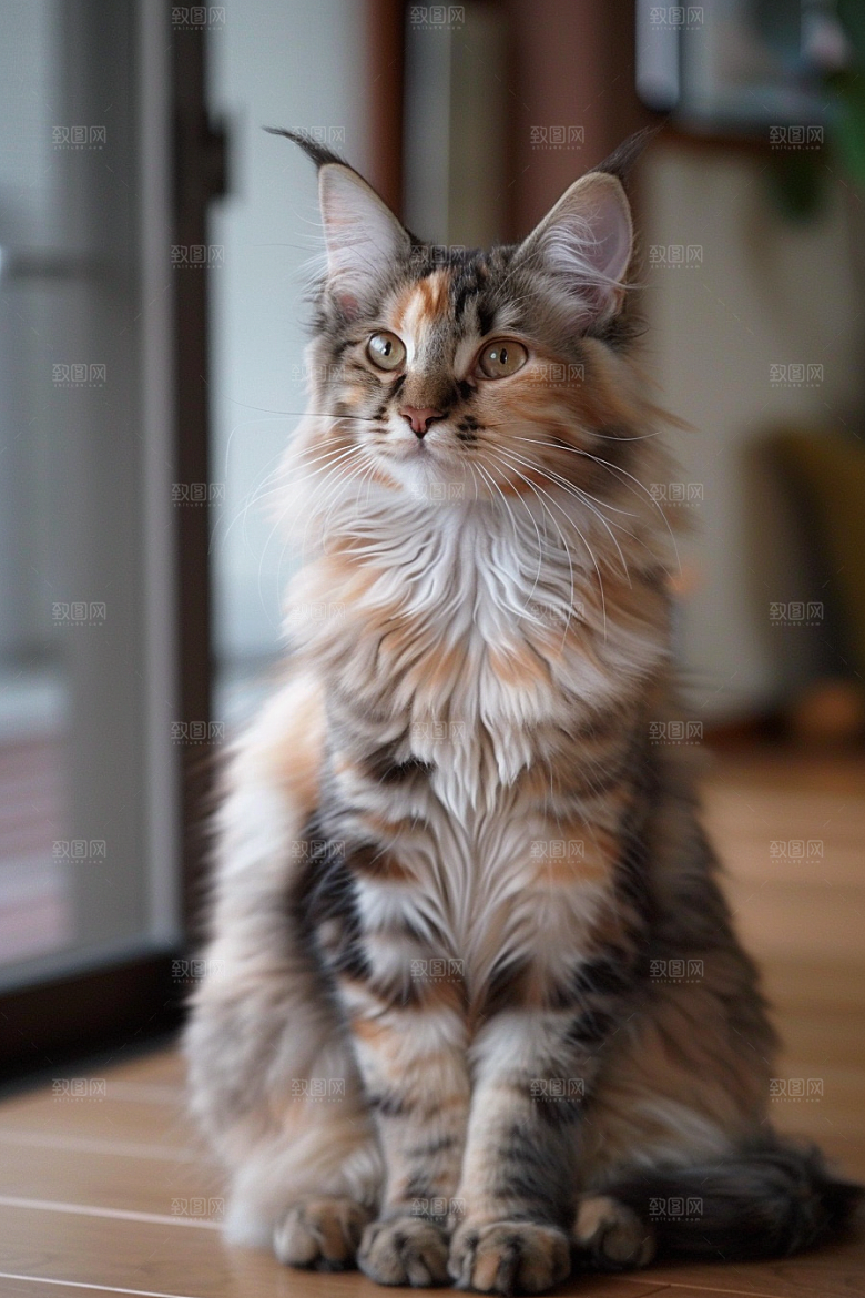 缅因猫长毛猫可爱摄影图