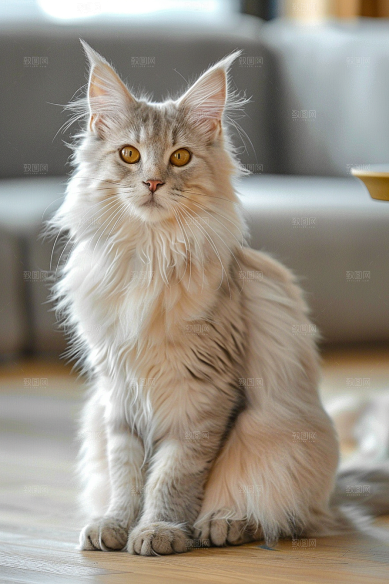 缅因猫高清宠物猫摄影图