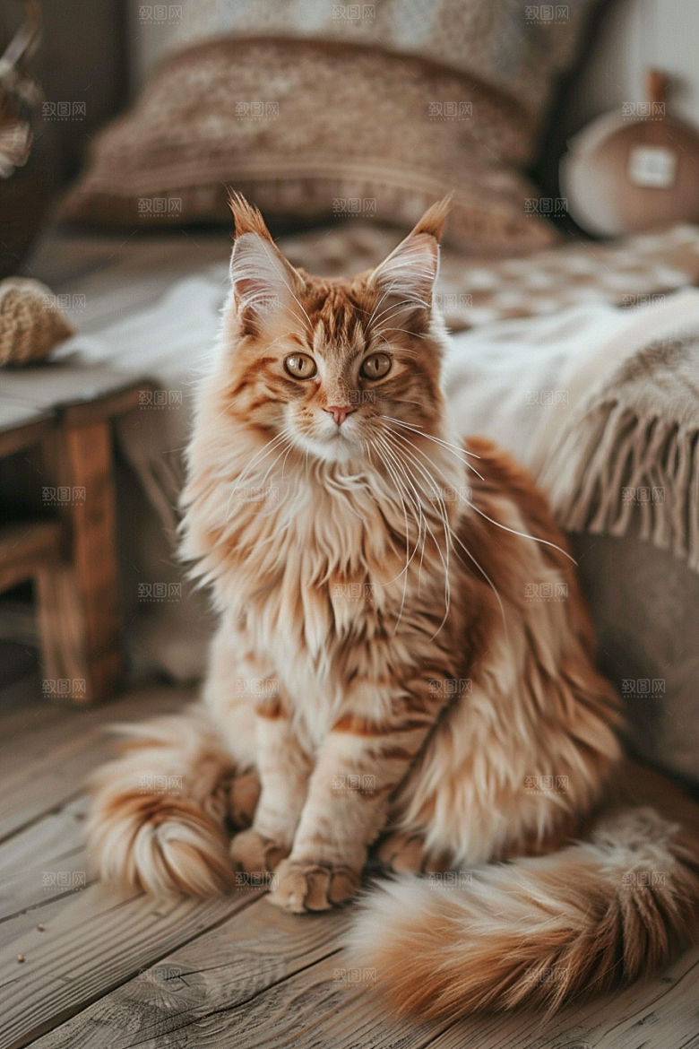 缅因猫长毛猫品种猫摄影图