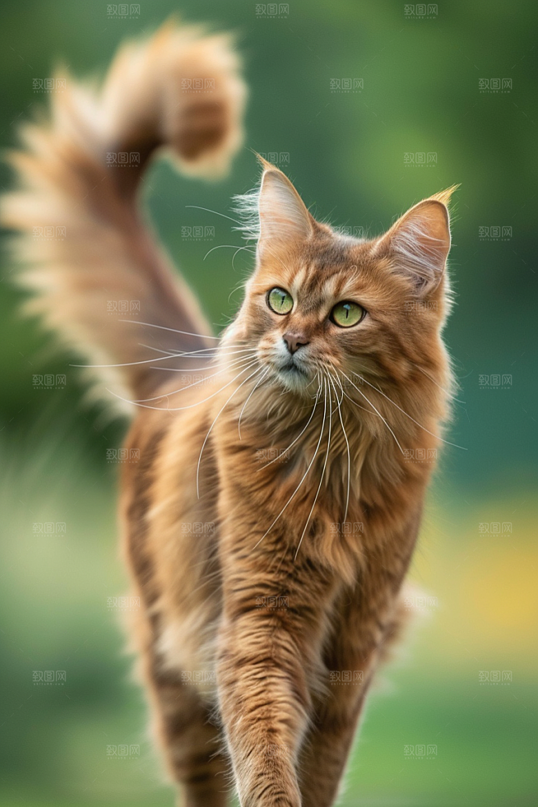 缅因猫毛茸茸品种猫摄影图