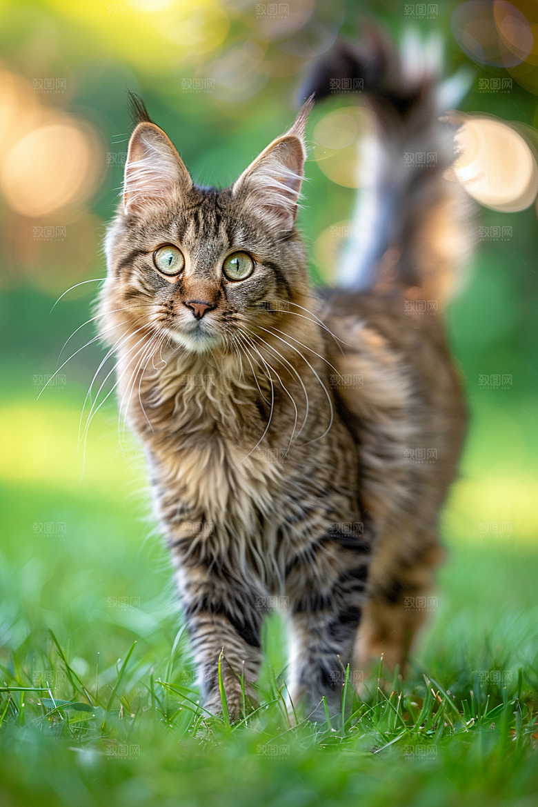 缅因猫小动物长毛猫摄影图
