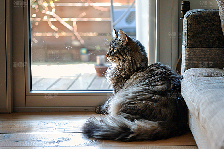 缅因猫小动物宠物猫摄影图