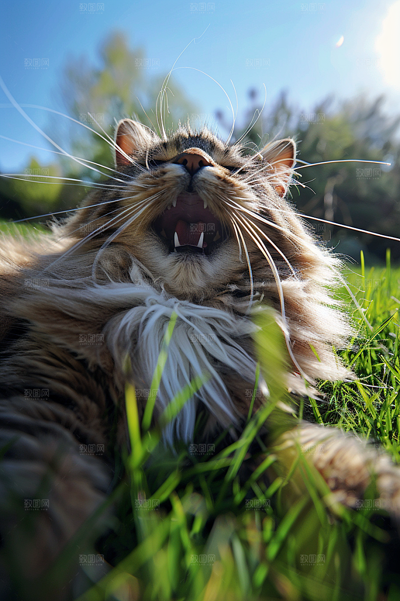 缅因猫长毛猫家居生活摄影图