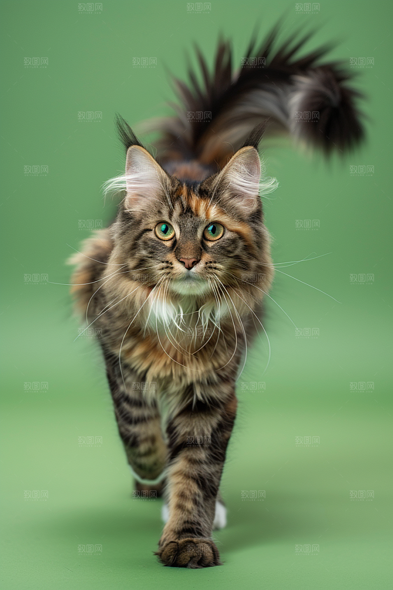 缅因猫高清品种猫摄影图
