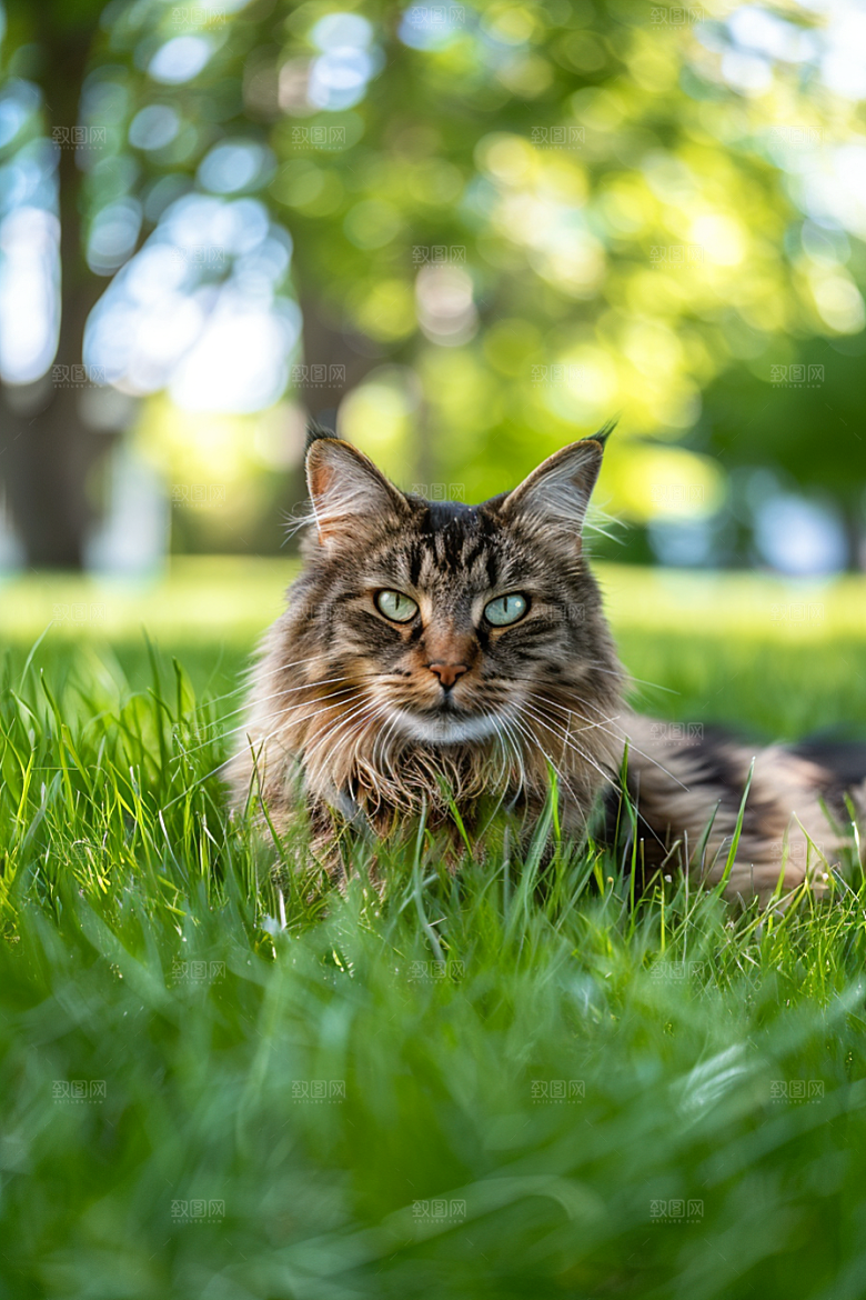 缅因猫可爱品种猫摄影图