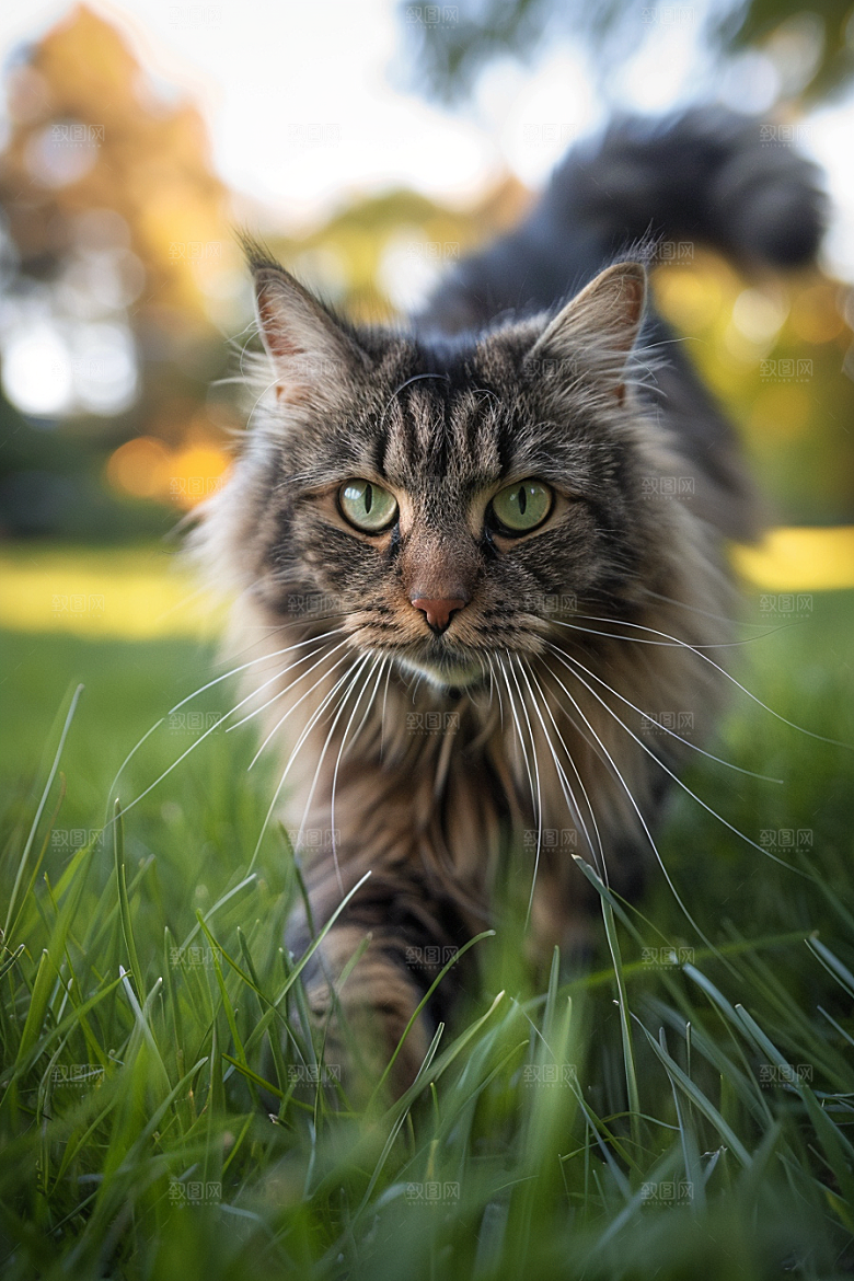 缅因猫家居生活小动物摄影图