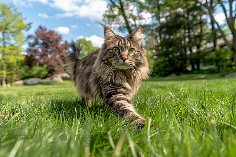 缅因猫高清毛茸茸摄影图
