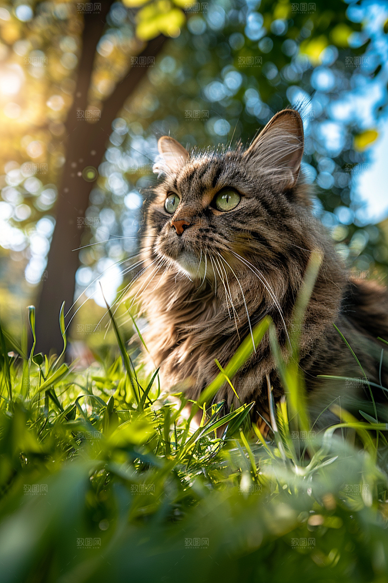 缅因猫可爱毛茸茸摄影图