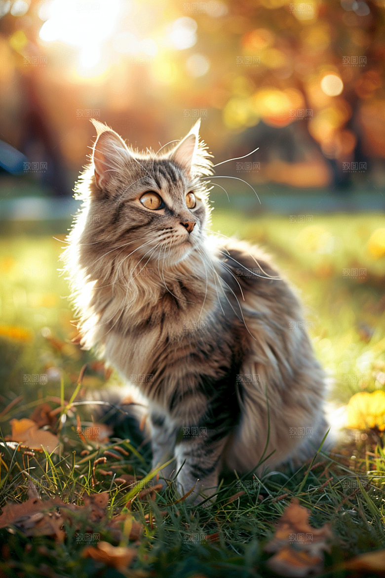 缅因猫长毛猫毛茸茸摄影图