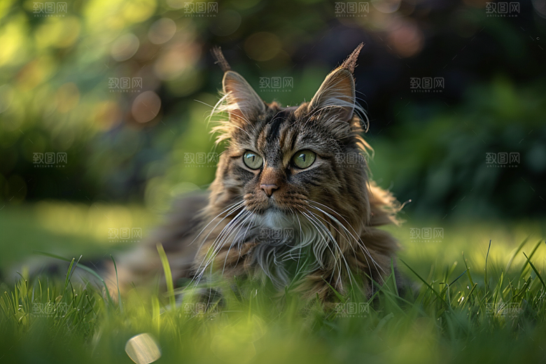 缅因猫小动物宠物猫摄影图