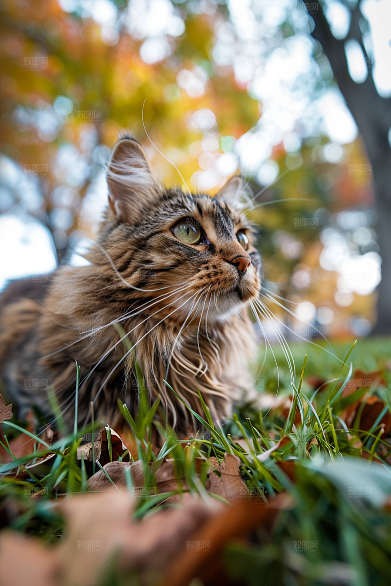 缅因猫长毛猫可爱摄影图