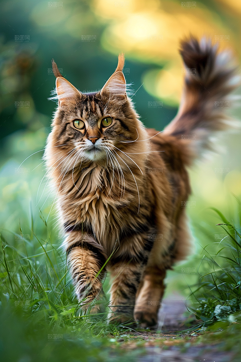 缅因猫宠物猫陪伴摄影图