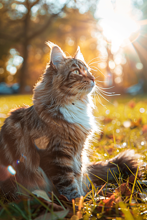 缅因猫毛茸茸养宠摄影图