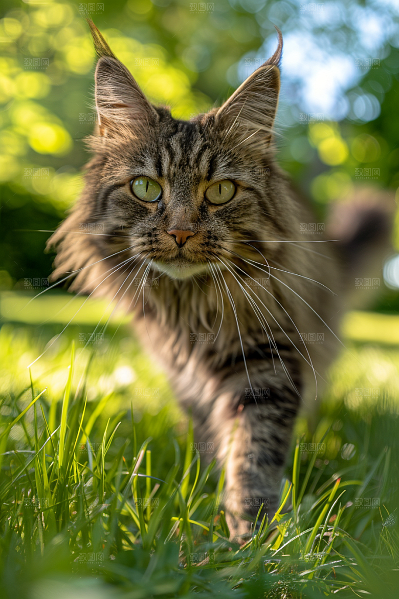 缅因猫毛茸茸宠物猫摄影图
