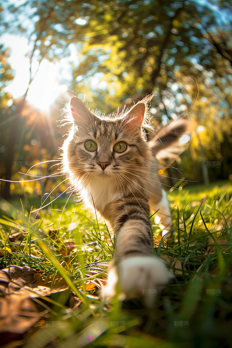 缅因猫品种猫家居生活摄影图