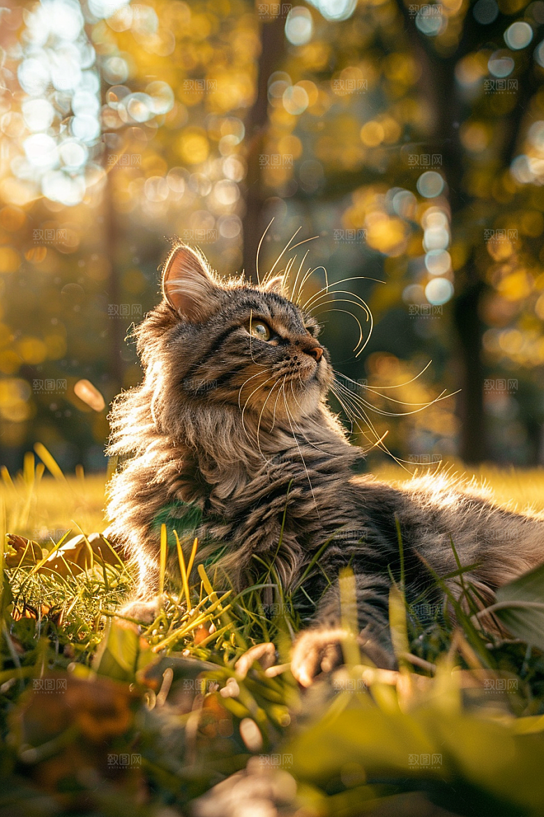 缅因猫小动物家居生活摄影图