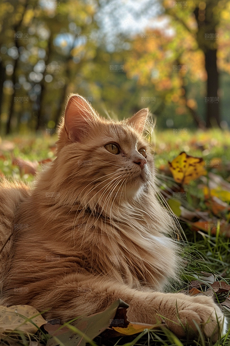 缅因猫毛茸茸小动物摄影图