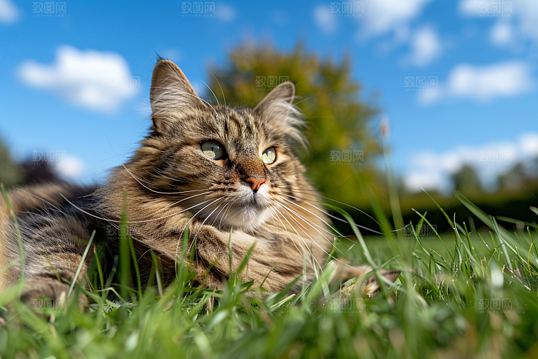 缅因猫毛茸茸陪伴摄影图