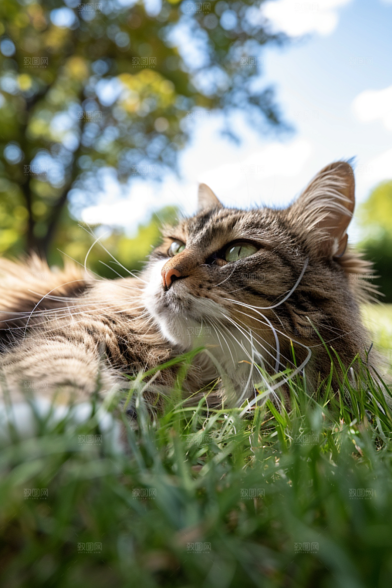 缅因猫毛茸茸小动物摄影图