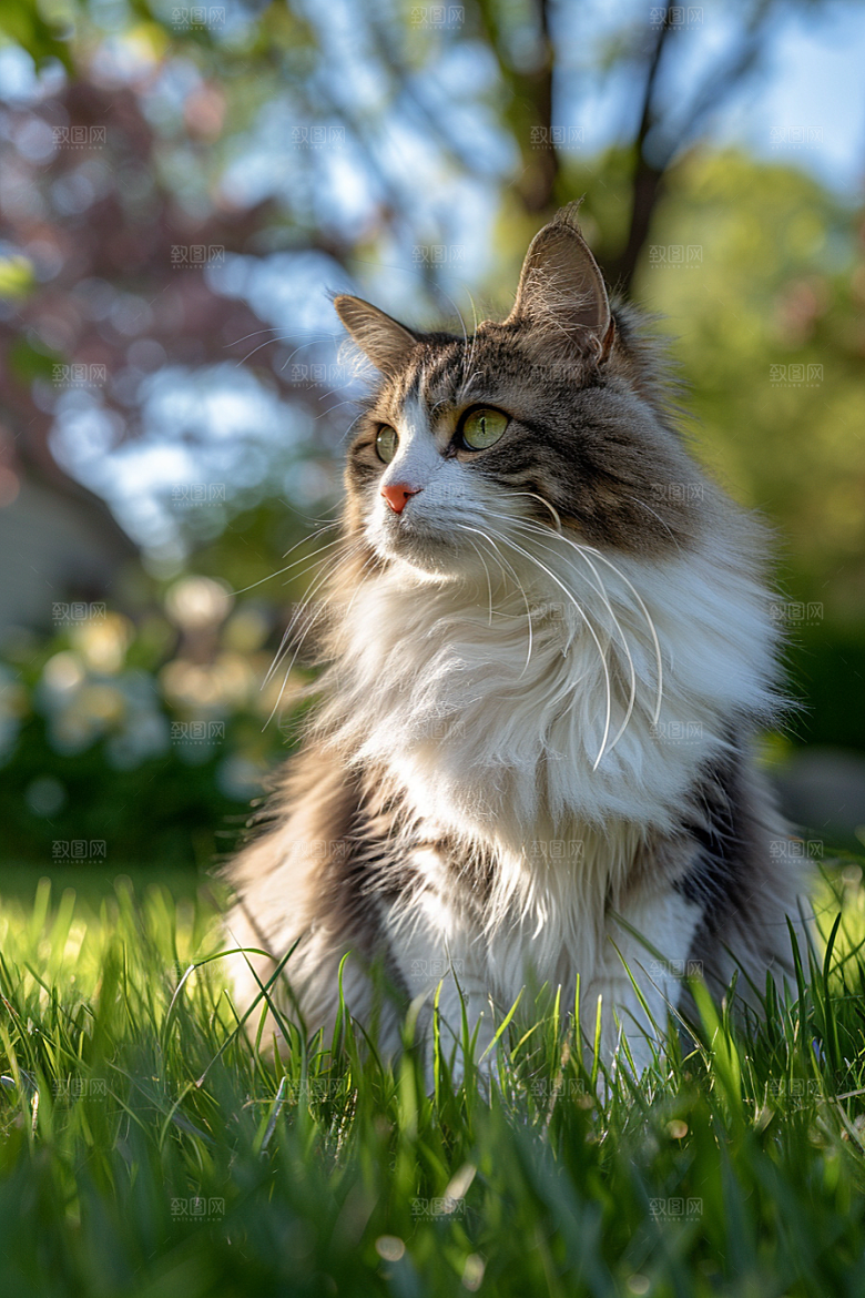 缅因猫宠物猫毛茸茸摄影图