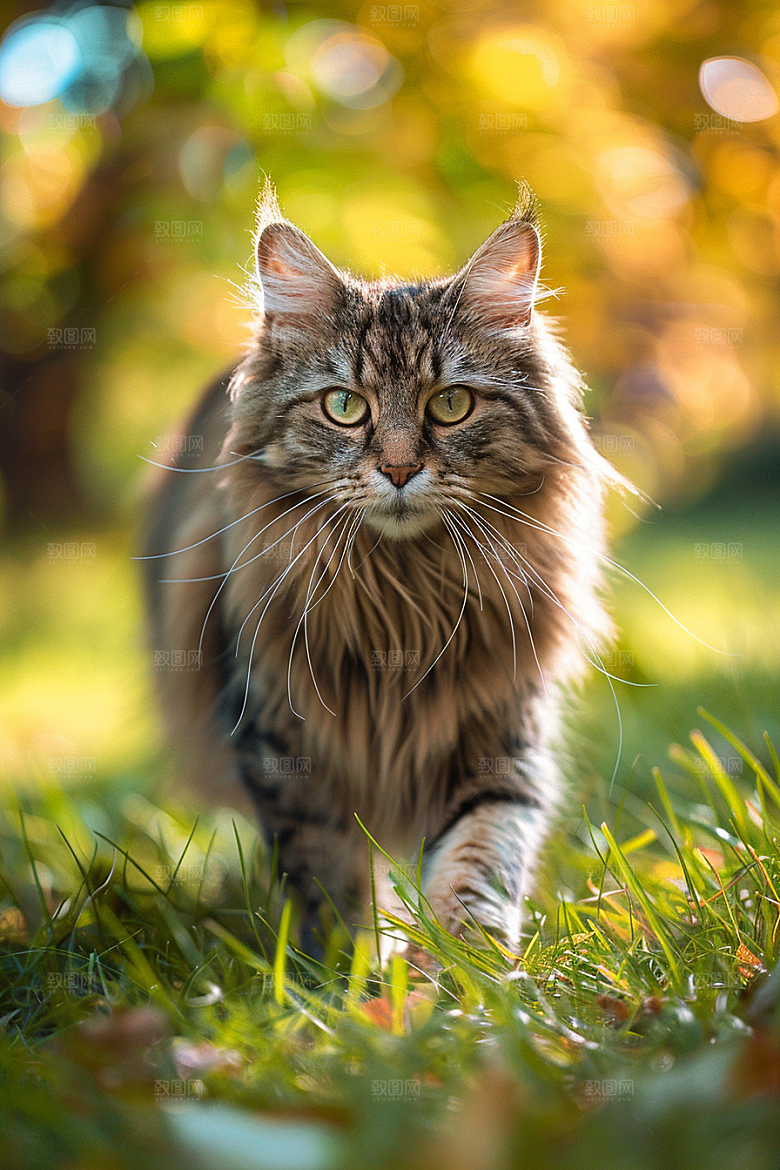 缅因猫可爱陪伴摄影图