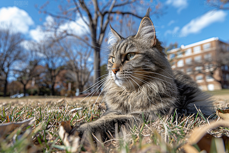 缅因猫可爱长毛猫摄影图