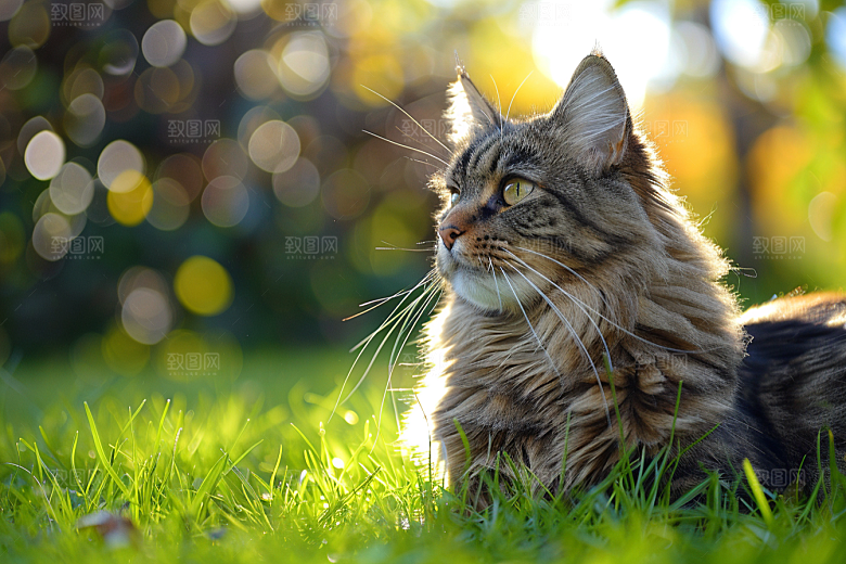 缅因猫高清家居生活摄影图