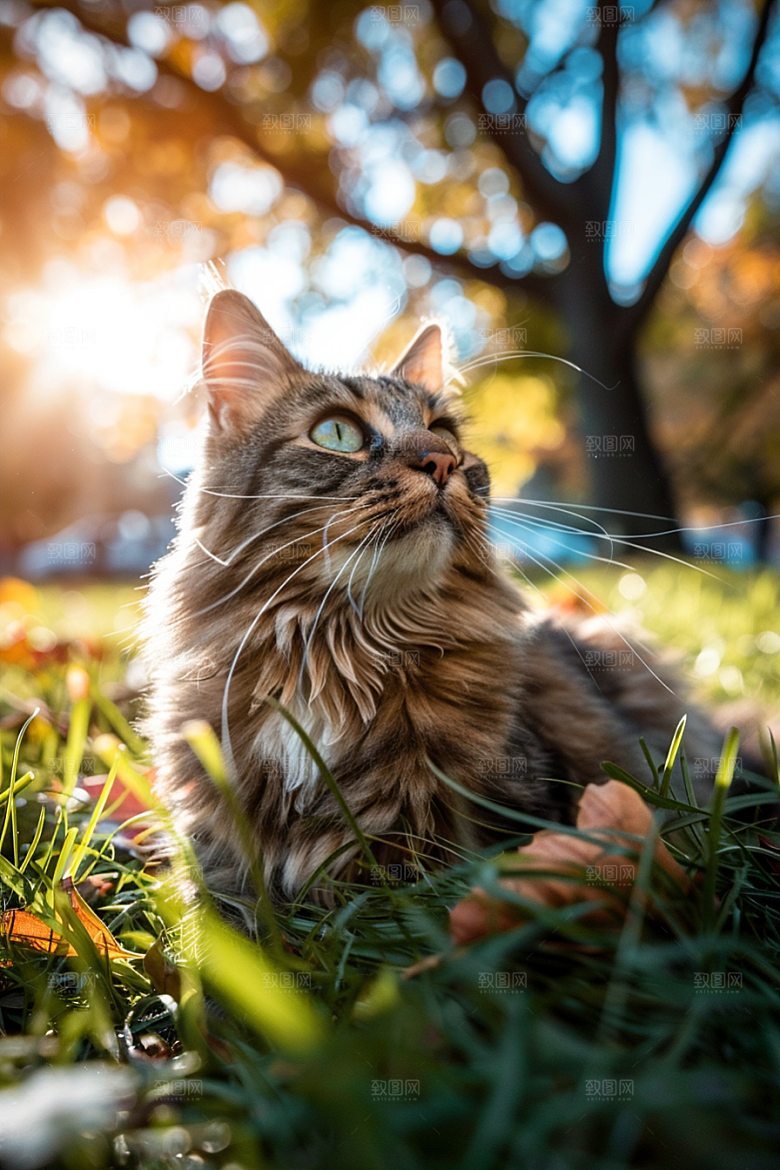 缅因猫毛茸茸宠物猫摄影图