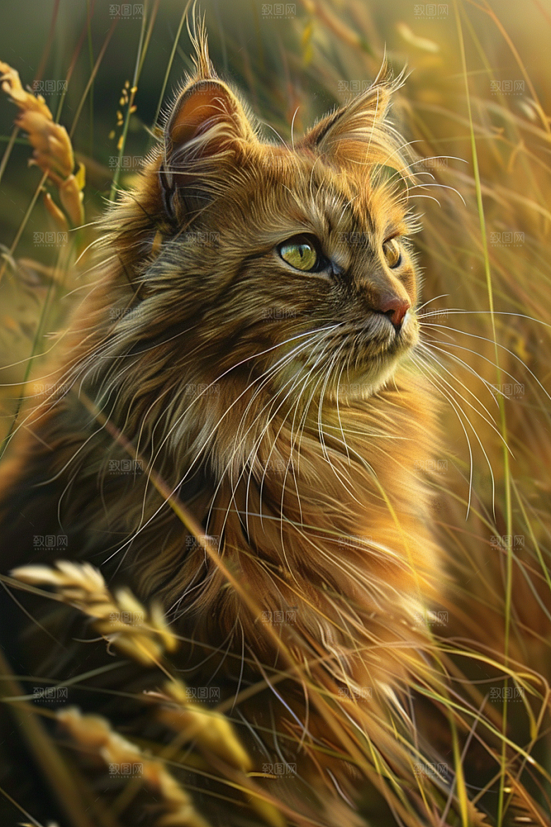 缅因猫陪伴高清摄影图