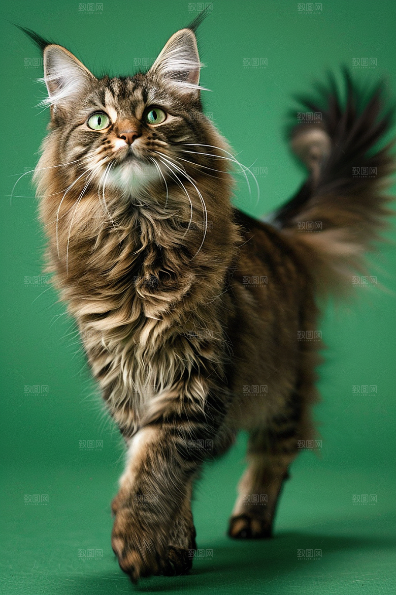 缅因猫小动物宠物猫摄影图