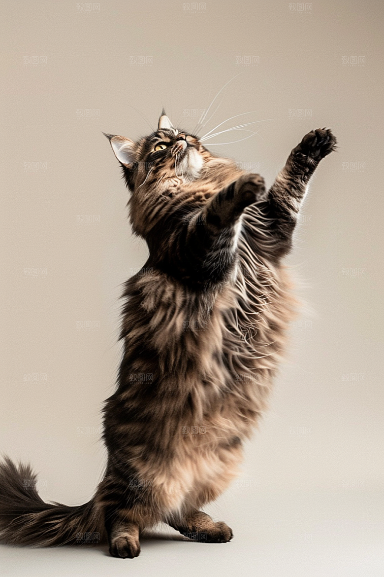 缅因猫陪伴宠物猫摄影图
