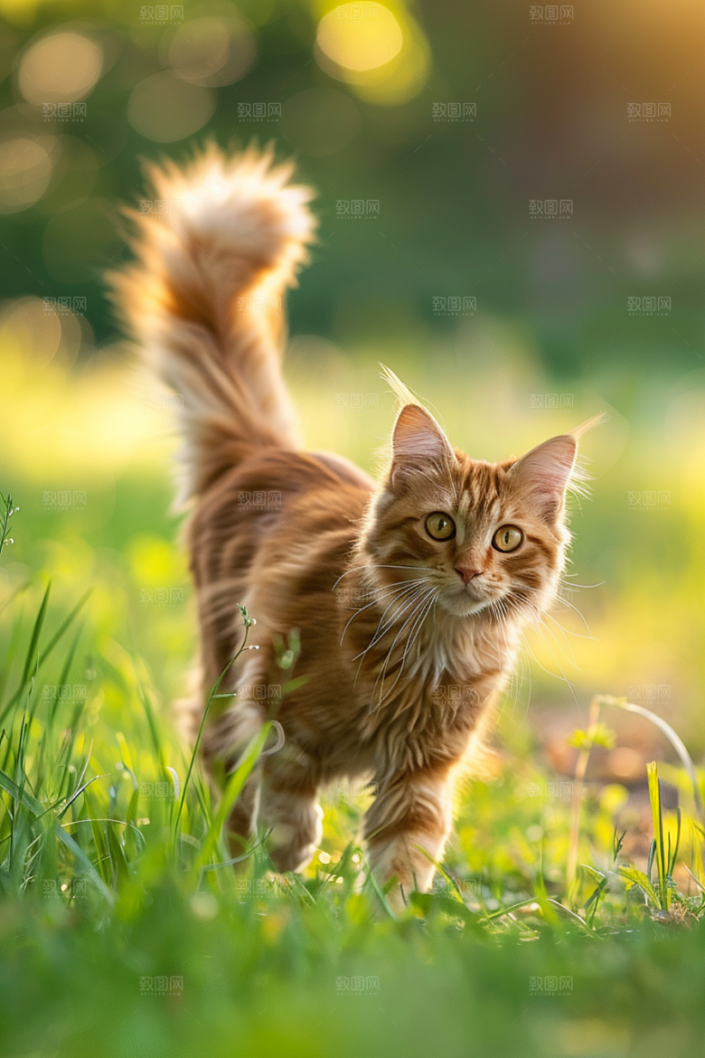 缅因猫毛茸茸宠物猫摄影图