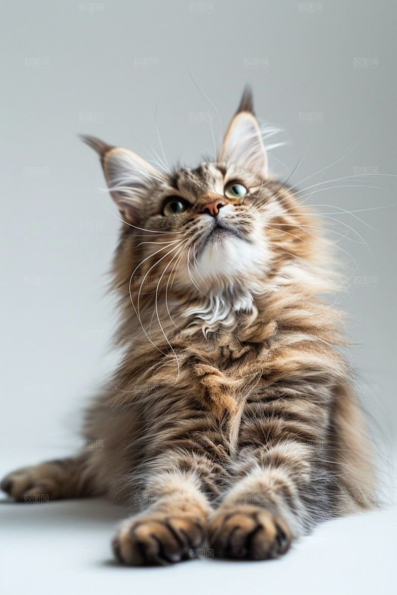 缅因猫长毛猫家居生活摄影图