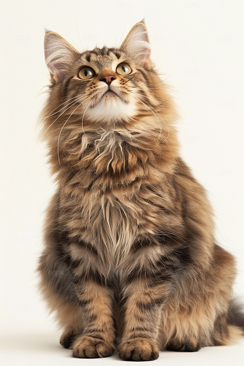 缅因猫毛茸茸家居生活摄影图