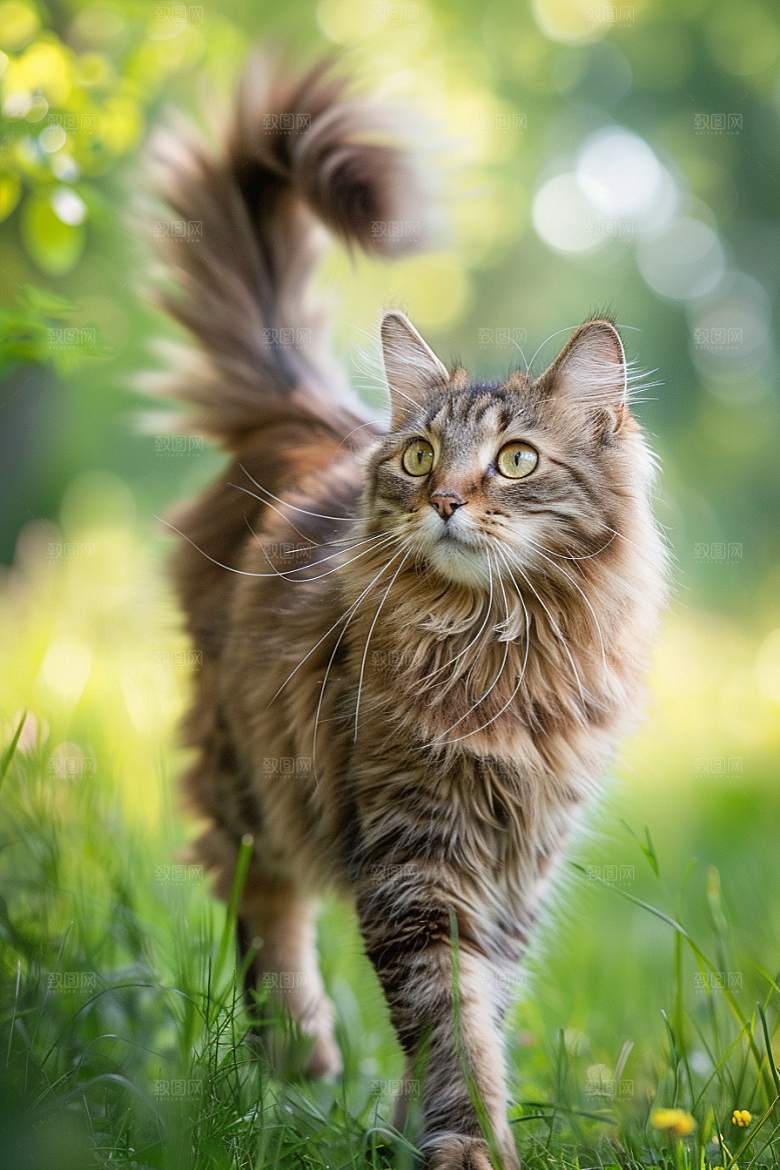 缅因猫毛茸茸高清摄影图