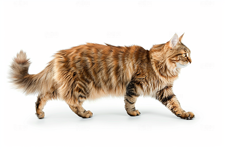 缅因猫陪伴宠物猫摄影图