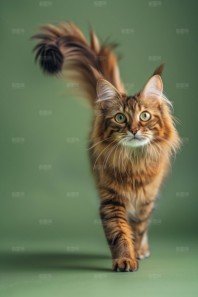 缅因猫品种猫家居生活摄影图