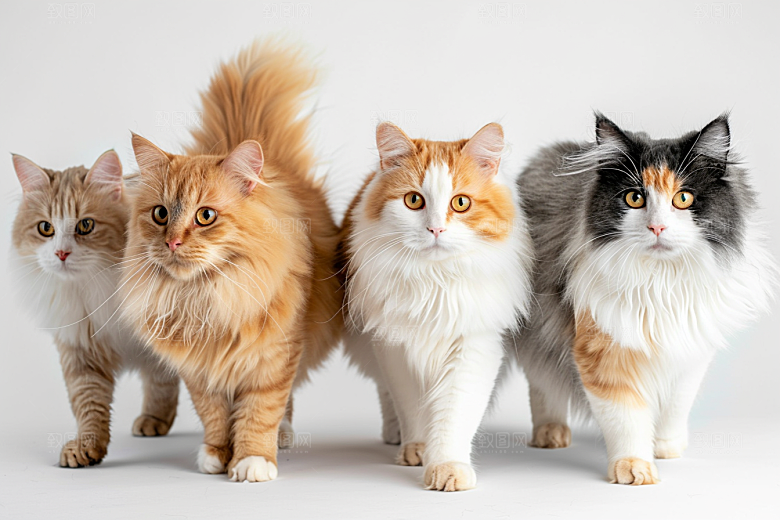 缅因猫陪伴毛茸茸摄影图