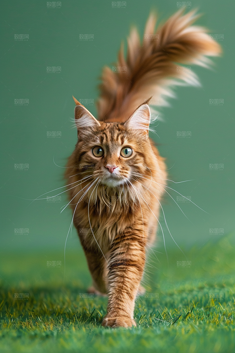 缅因猫家居生活品种猫摄影图