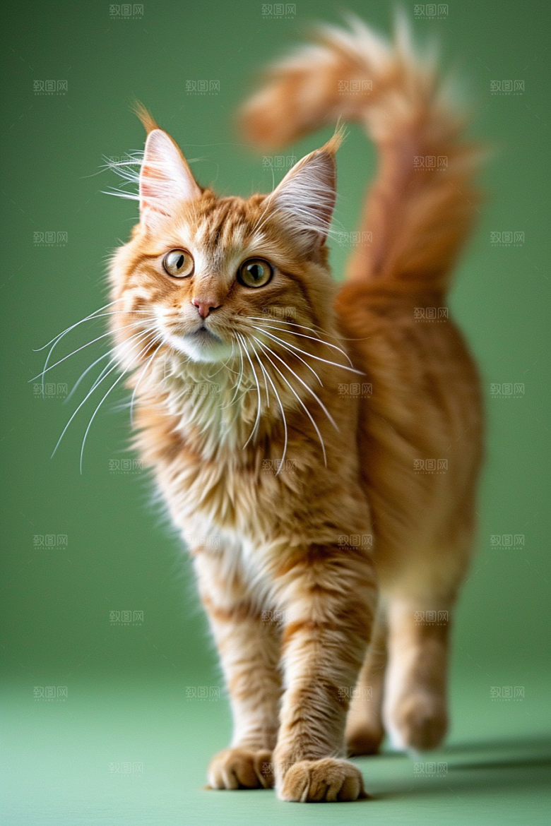 缅因猫品种猫毛茸茸摄影图