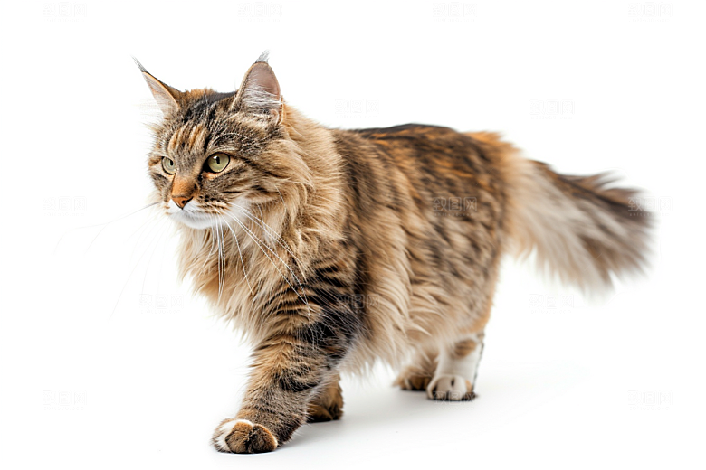 缅因猫陪伴小动物摄影图