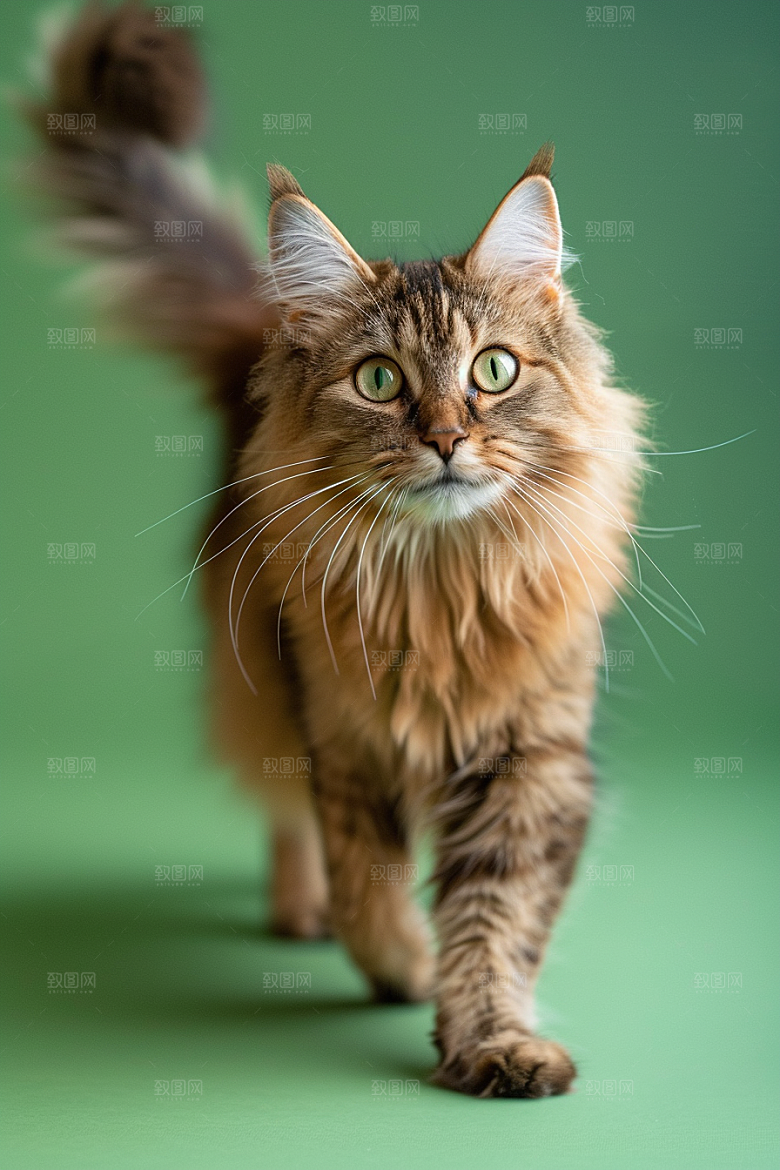 缅因猫家居生活可爱摄影图