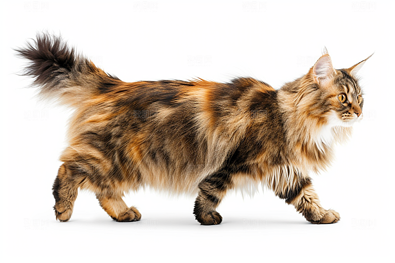 缅因猫家居生活宠物猫摄影图